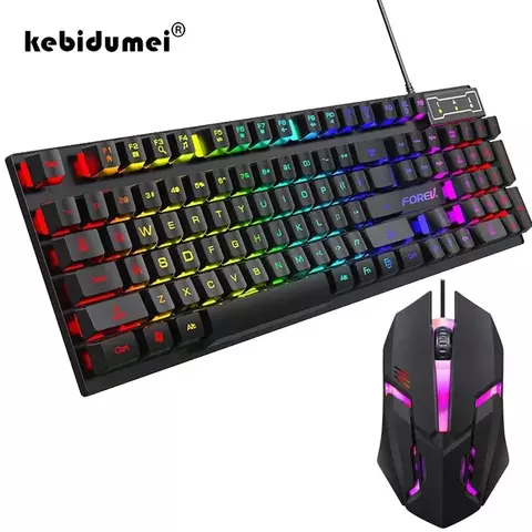 Teclado mecânico retroiluminado com 104 teclas, teclado para jogos com fio, à