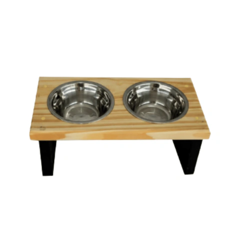 Comedouro para Cachorro ou Gato Luppet - Estilo: Elevado e Potes de Inox - Tamanho: M