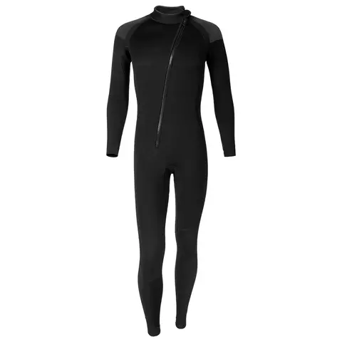 Roupa de mergulho térmica de neoprene de 3mm para homens, manga longa, zíper frontal.
