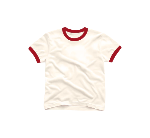 CAMISETA BÁSICA - OFF COM VERMELHO (RINGER TEE) - comprar online