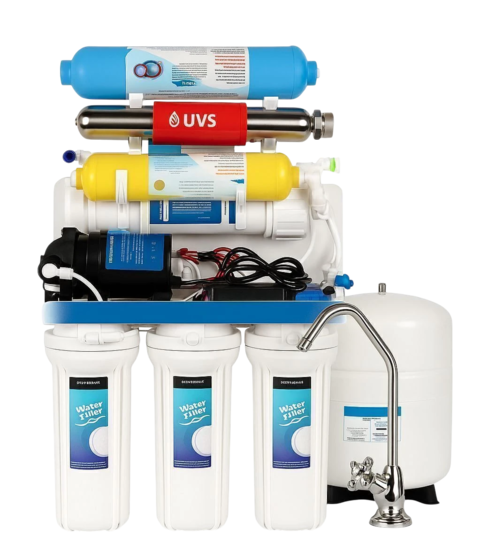 Filtro Osmosis Inversa 8 Etapas 100 Gpd Lampara UV + Alcalino + Iones de Plata, Equipo Domestico Bajo Tarja Blanco Con Tanque de Almacenamiento - comprar en línea
