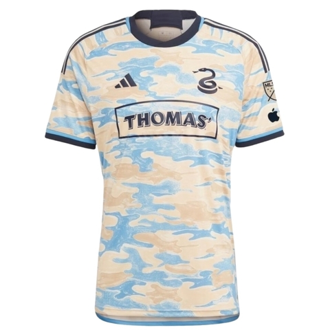 Camisa Philadelphia Union II 24/25 - Torcedor Adidas Masculina - Bege com detalhes em azul