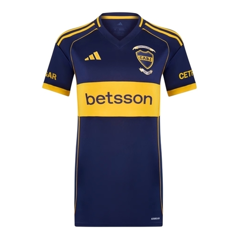Camisa Boca Juniors I 25/26 - Torcedor Adidas Feminina - Azul com detalhes em amarelo