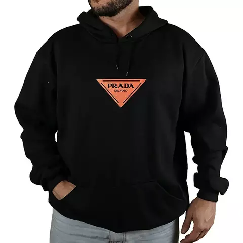 Blusa Moletom Prada Milano Triangle Com Capuz Premium