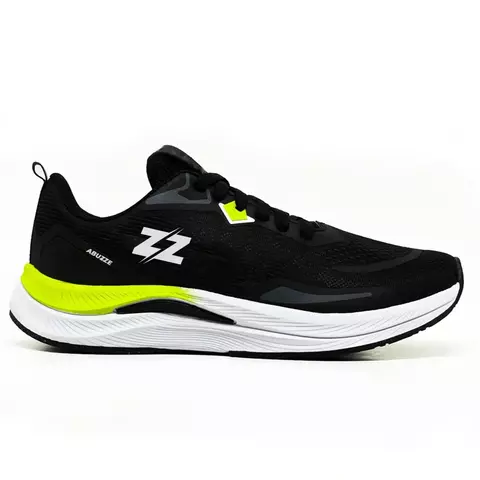 Tênis masculino Abuzze Run Original preto com detalhes em amarelo e branco