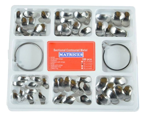 KIT DE MATRICES SECCIONALES METÁLICAS ARGEL (100 PCS + 2 ANILLOS)
