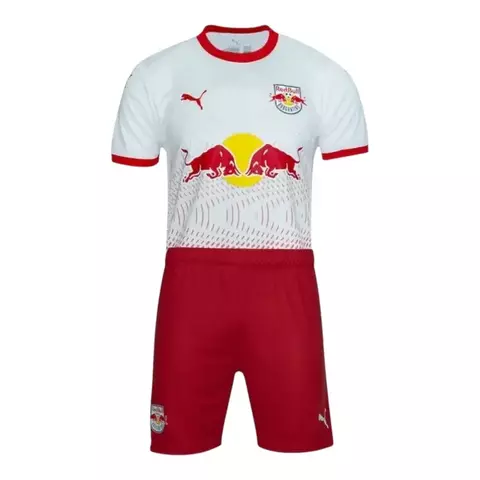 Kit Infantil Red Bull Bragantino I 25/26 - Puma - Branco e vermelho