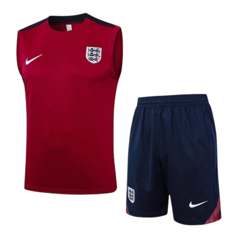 Kit Treino adulto - Camisa e Shorts - Seleção Inglaterra Nike 24/25 - Vermelho e azul