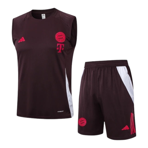 Kit Treino adulto - Camisa e Shorts - Bayern de Munique Adidas 24/25 - Vinho com detalhes em vinho