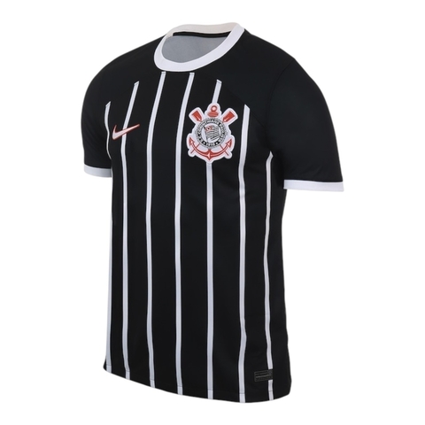 Camisa Corinthians II 23/24 - Torcedor Nike Masculina - Preta com detalhes listras brancas