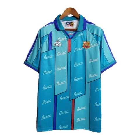 Camisa Retrô Barcelona II 95/97 - Masculina Kappa - Azul com detalhes em vermelho