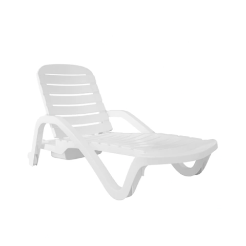Reposera plastica 4 POSIC. Atlantica Munro blanca pileta - comprar online