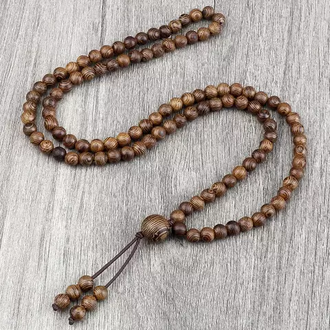 TerraSoul – Colar 108 Contas de Madeira Natural Estilo Boho Zen