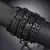 Dark Vibe – 5 Pulseiras Trançadas de Couro Preto Unissex na internet