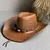 Rodeo Luxe – Chapéu de Couro Sintético Estilo Cowgirl e Jazz - Estilo Absoluto