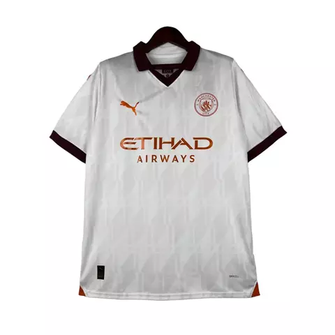 Camisa Manchester City II 23/24 - Torcedor Puma Masculina - Branca com detalhes em laranja e vinho - comprar online