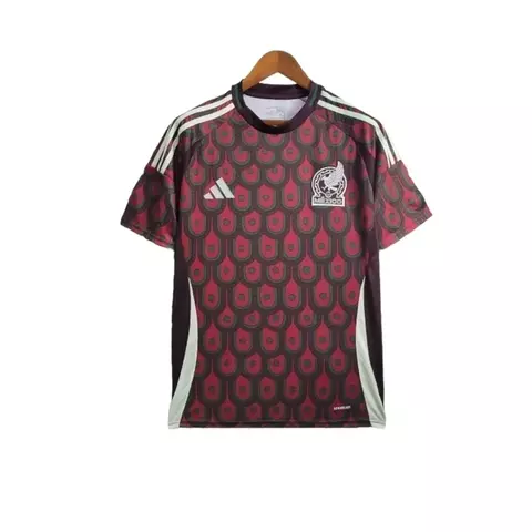 Camisa Seleção do México I 24/25 - Torcedor Adidas Masculina - Vinho com detalhes em vermelho e verde - comprar online