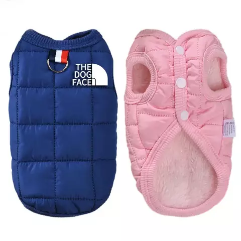 Designer na moda roupas para cães inverno quente casaco para animais de estimação pequeno médio rosto do cão logotipo estéreo para chihuahua buldogue francês traje