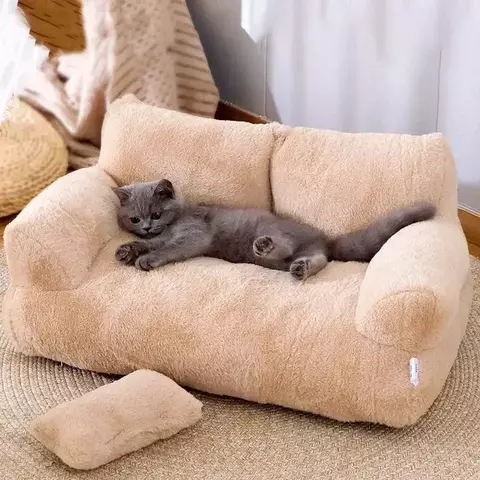 Sofá para animais de estimação, sofá fofo de pelúcia, calmante, lavável, p