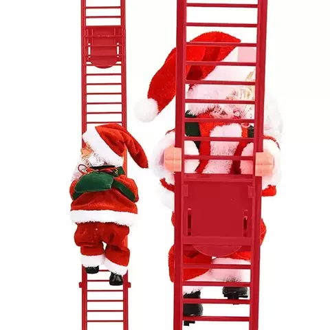 Escada de escalada elétrica papai noel música boneca ornamento de natal decora