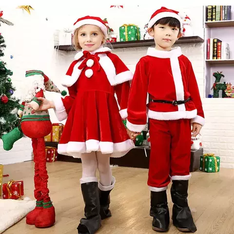 Roupas Meninos/meninas papai noel de crianças