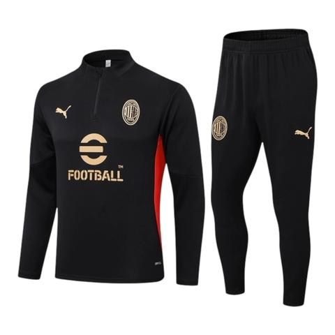 Conjunto AC Milan 24/25 - Masculino Puma - Preto com detalhes em dourado e vermelho
