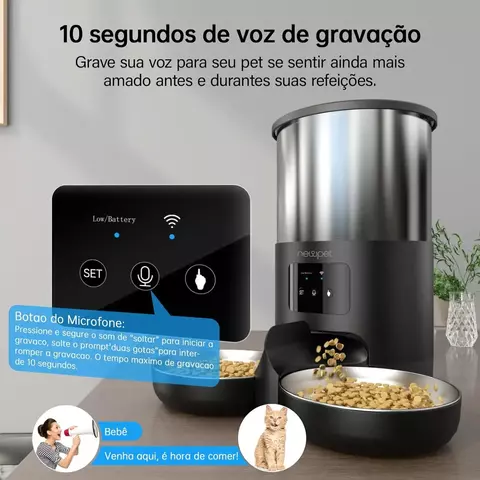 Newpet Alimentador temporizado para gatos 5L APP inteligente Comedouro para gato - comprar online