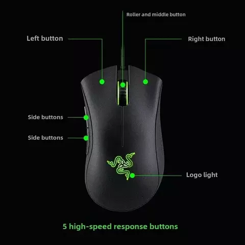 Razer Deathadder Viper Standard Edition 6400 Mouse para jogos com fio Novo espor