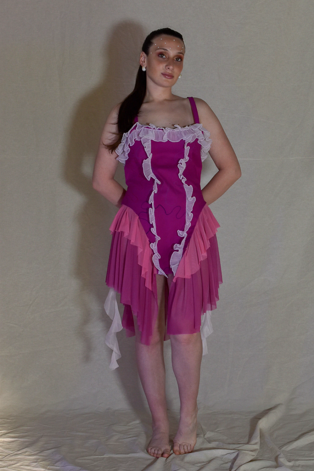 Vestido Con Volados Talle Medio