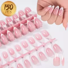 150 pçs pré-feito unhas falsas francesas scarless caixão amêndoa unhas falsa - Nail Design Lab