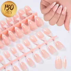 150 pçs pré-feito unhas falsas francesas scarless caixão amêndoa unhas falsa
