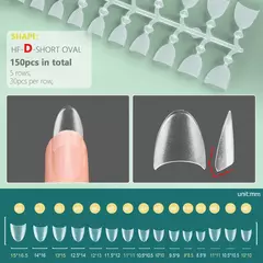 Pontas de unhas falsas curtas, meia cobertura, 150 peças, fosco completo, 12 ta - loja online