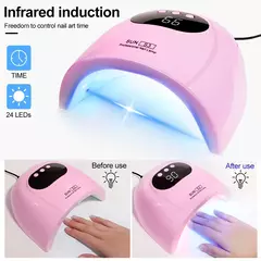 24/6 lâmpada led uv para unhas gel polonês com display led e sensor de movimen - comprar online