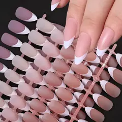 150 pçs pré-feito unhas falsas francesas scarless caixão amêndoa unhas falsa - Nail Design Lab