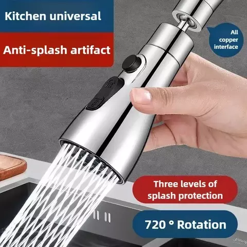 Torneira rotativa de cozinha 360 °, cintura fina, pressurizada, anti-respingo,