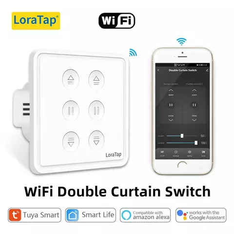 Cortina Inteligente ***Tuya vida inteligente ue wifi cortina dupla interruptor cego para persiana de ro