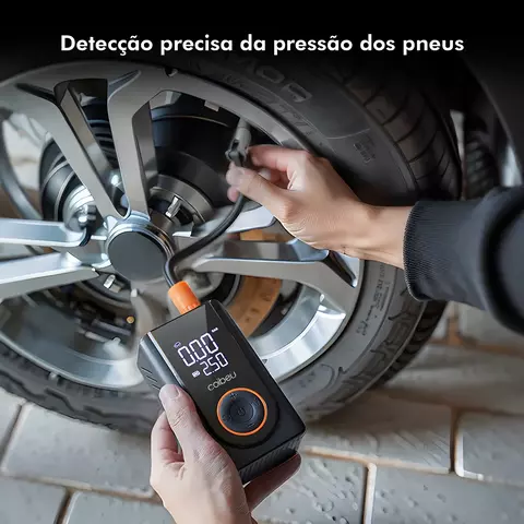 Bomba de Ar Portátil Sem Fio 60W, Bateria Recarregável 3600mAh, 150PSI, 5 Modos,