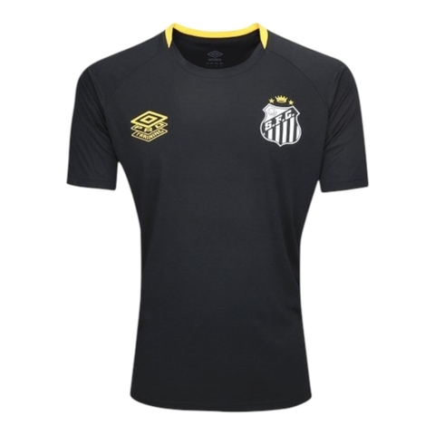 Camisa Santos Treino 25/26 - Torcedor Umbro Masculina - Preta com detalhes em amarelo