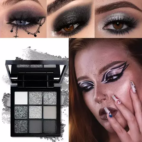 Paleta de sombras vermelhas com 9 grades, glitter roxo, perolado, fosco, maquiag