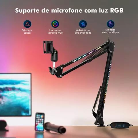 Suporte Articulado de Microfone RGB – Braço Flexível e Ajustável - comprar online