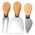 Kit Para Queijo Petisco Três Peças De Aço Inox E Madeira