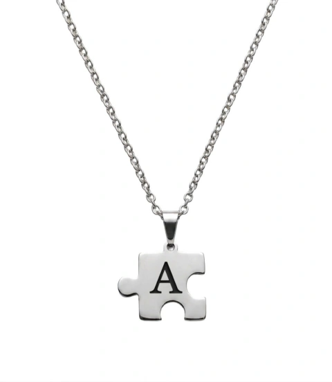 Colar com medalha personalizada quebra-cabeça 1,5x1,5cm - Inox
