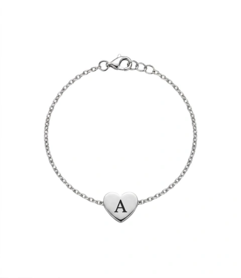 Pulseira com medalha personalizada coração 1x1cm - Inox