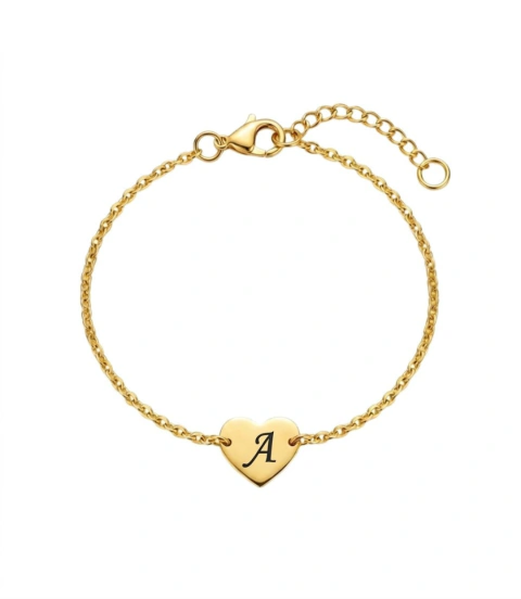 Pulseira com medalha personalizada coração 1x1cm