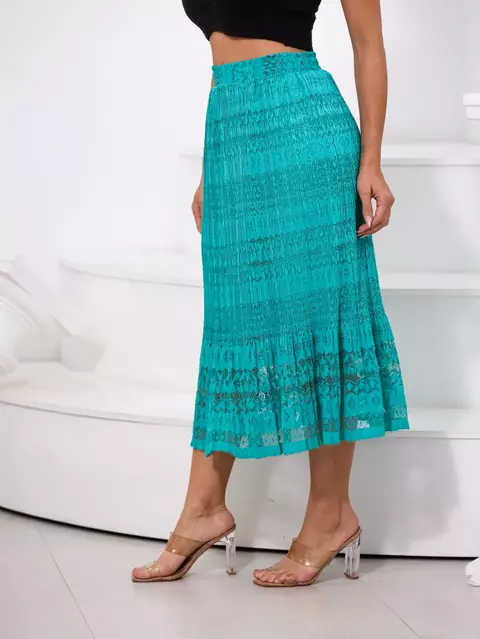 saia feminino longo com forro