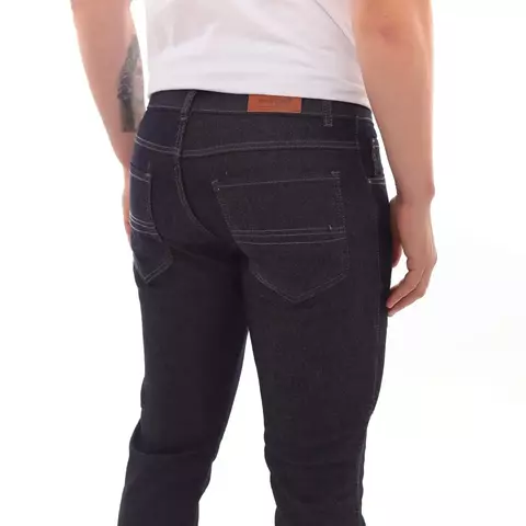 Premium Skinny Jeans para Homem, Lavagem, Azul Escura Modelo