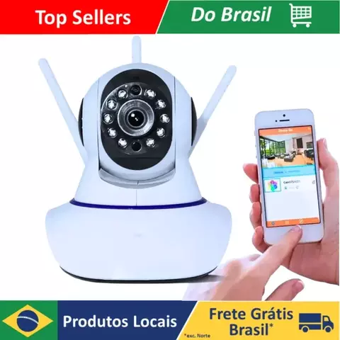 Wireless Wi-Fi Com IP, 3 Antenas, P2p ONVIF, HD Giro 355°