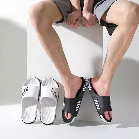 Moda masculina chinelos pvc sola macia antiderrapante slides casuais ao ar livre