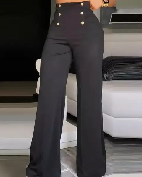 Elegante cintura alta perna larga bootcut calças 2025 verão europeu & american