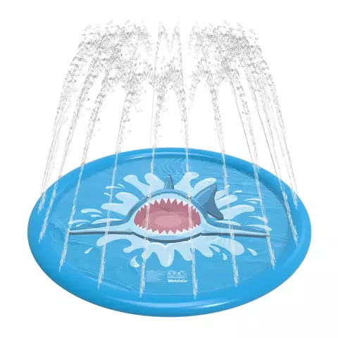 Piscina Inflável de Tubarão , as Crianças se Jogam no Tapete De água